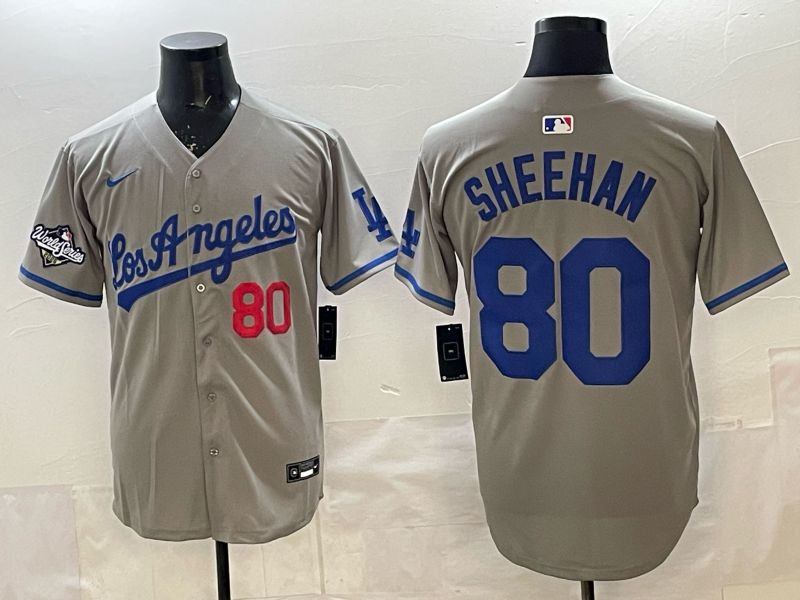 Men 2025 Los Angeles Dodgers #80 Sheehan Grey Game Nike MLB Jersey style 006->los angeles dodgers->MLB Jersey